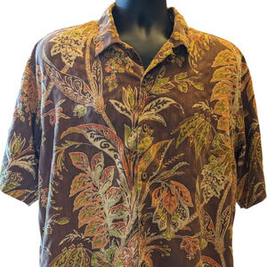Tommy Bahama Silk Shirt Mens XL Hawaiian Tropical Vacation Resort Short Sleeve